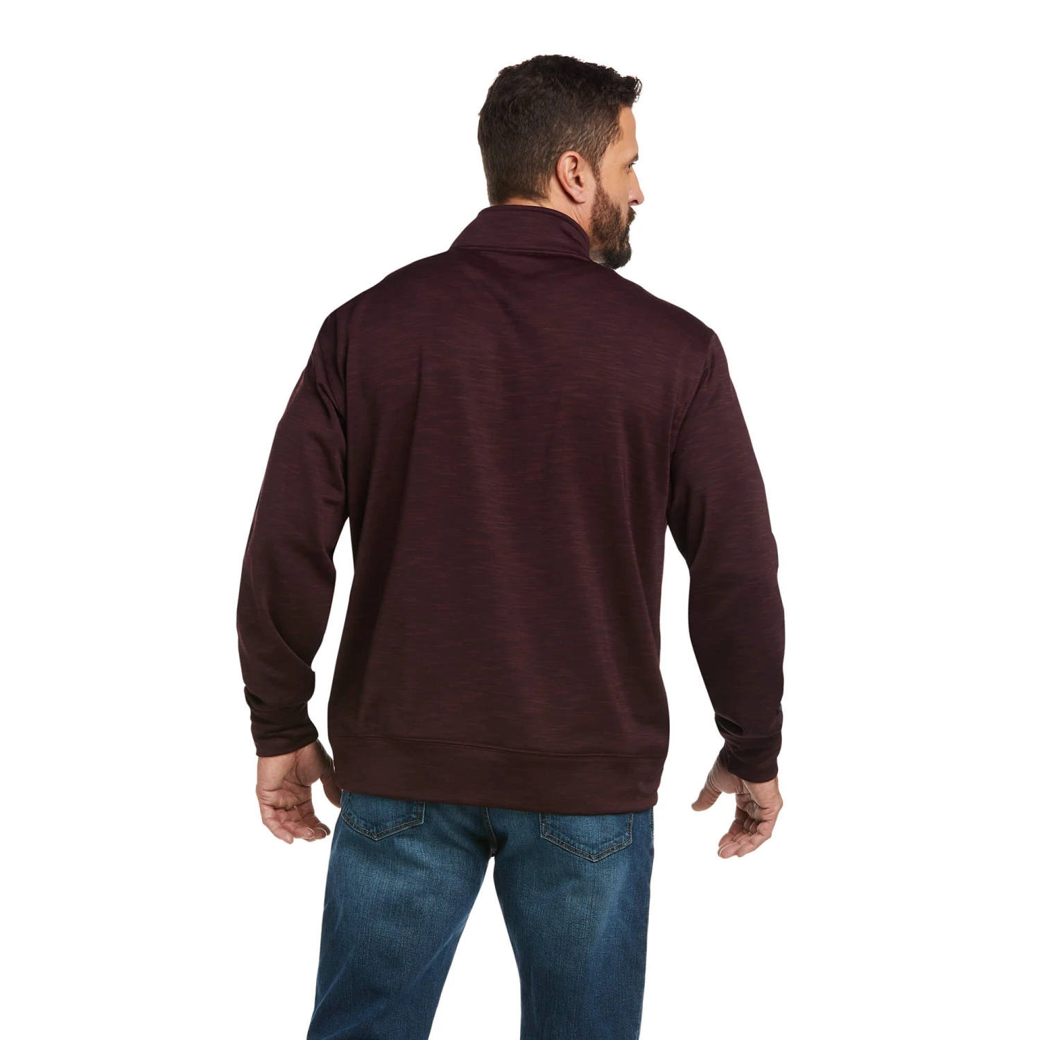 Ariat Men's Team Logo Malbec & Mid Grey 1/4 Zip Sweatshirt 10037540 - Image 2