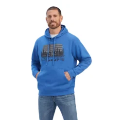 Ariat® Men's Land Of The Free Classic Blue Heather Pullover Hoodie 10041718