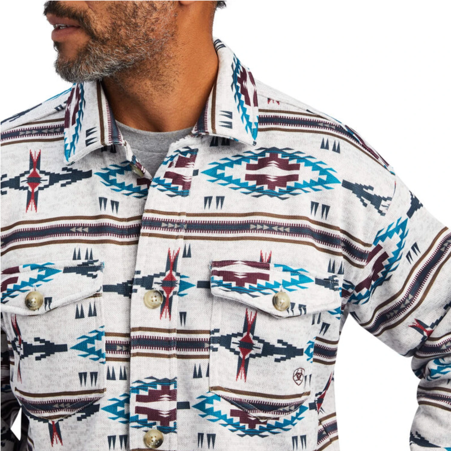 Ariat® Men's Caldwell Printed Dark Oatmeal Shirt Jacket 10041733 - Image 3