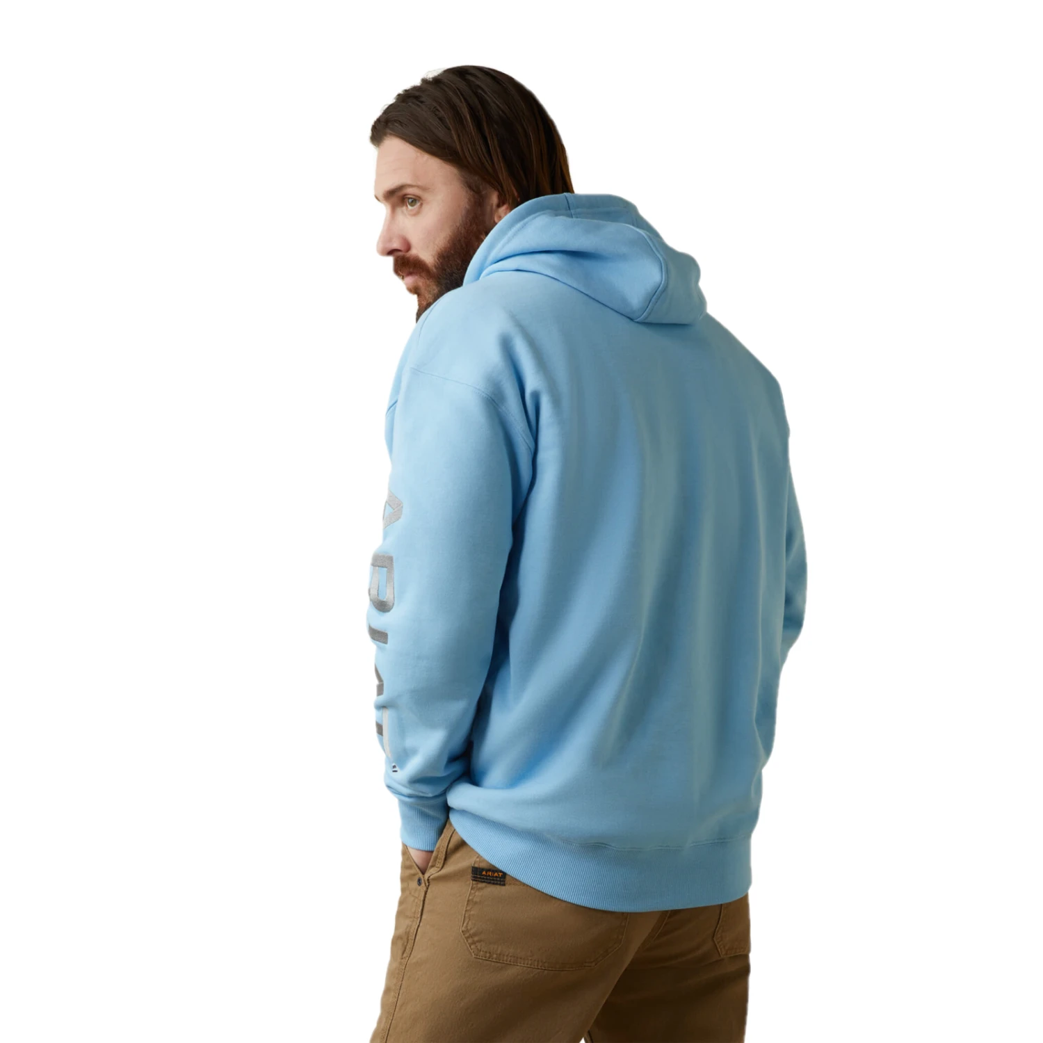 Ariat® Men's Rebar Graphic Heather Canal Blue Pullover Hoodie 10043589 - Image 4