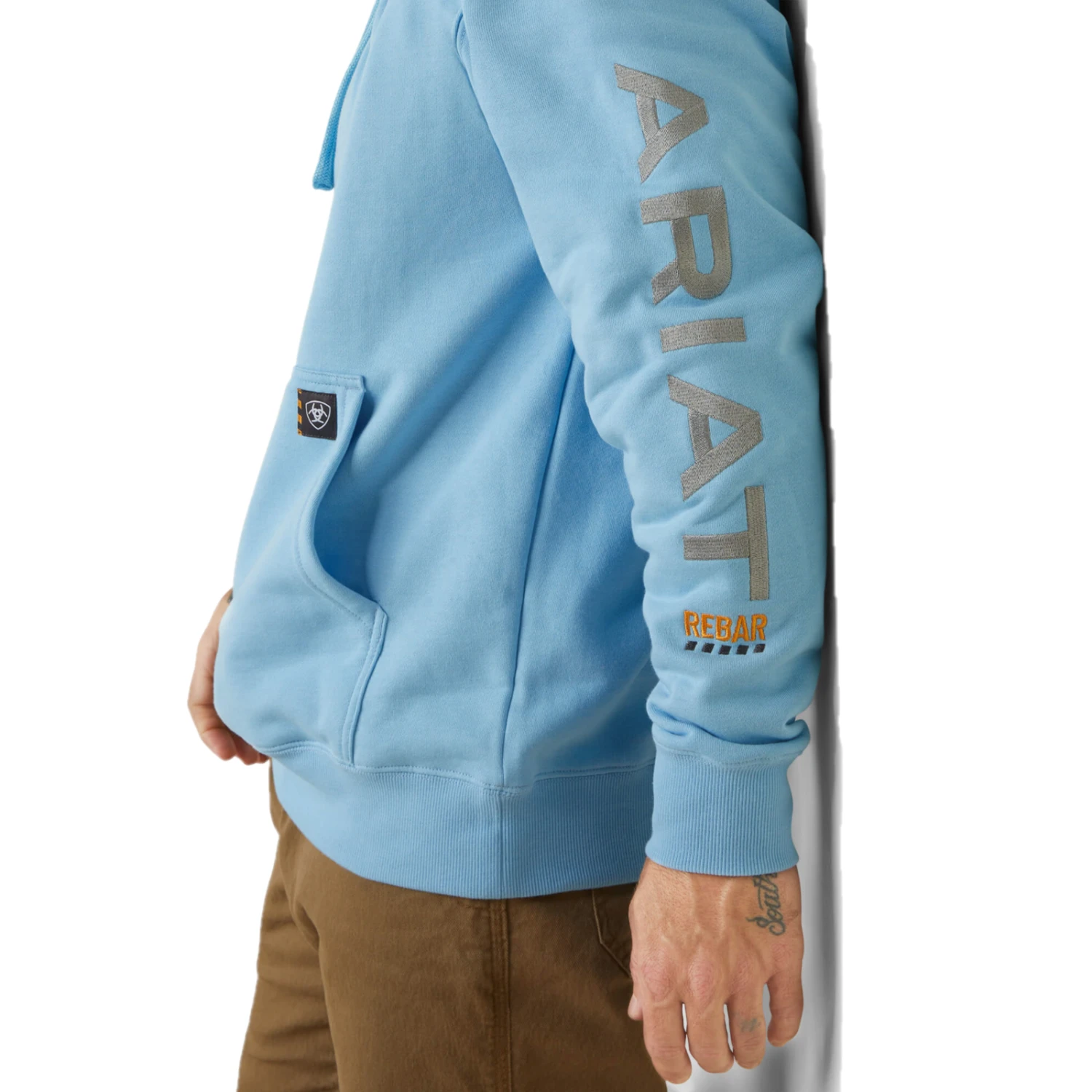 Ariat® Men's Rebar Graphic Heather Canal Blue Pullover Hoodie 10043589 - Image 3