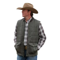 Cinch® Men's Western Wax CoatedBrown Zip Up Vest DWV2012001
