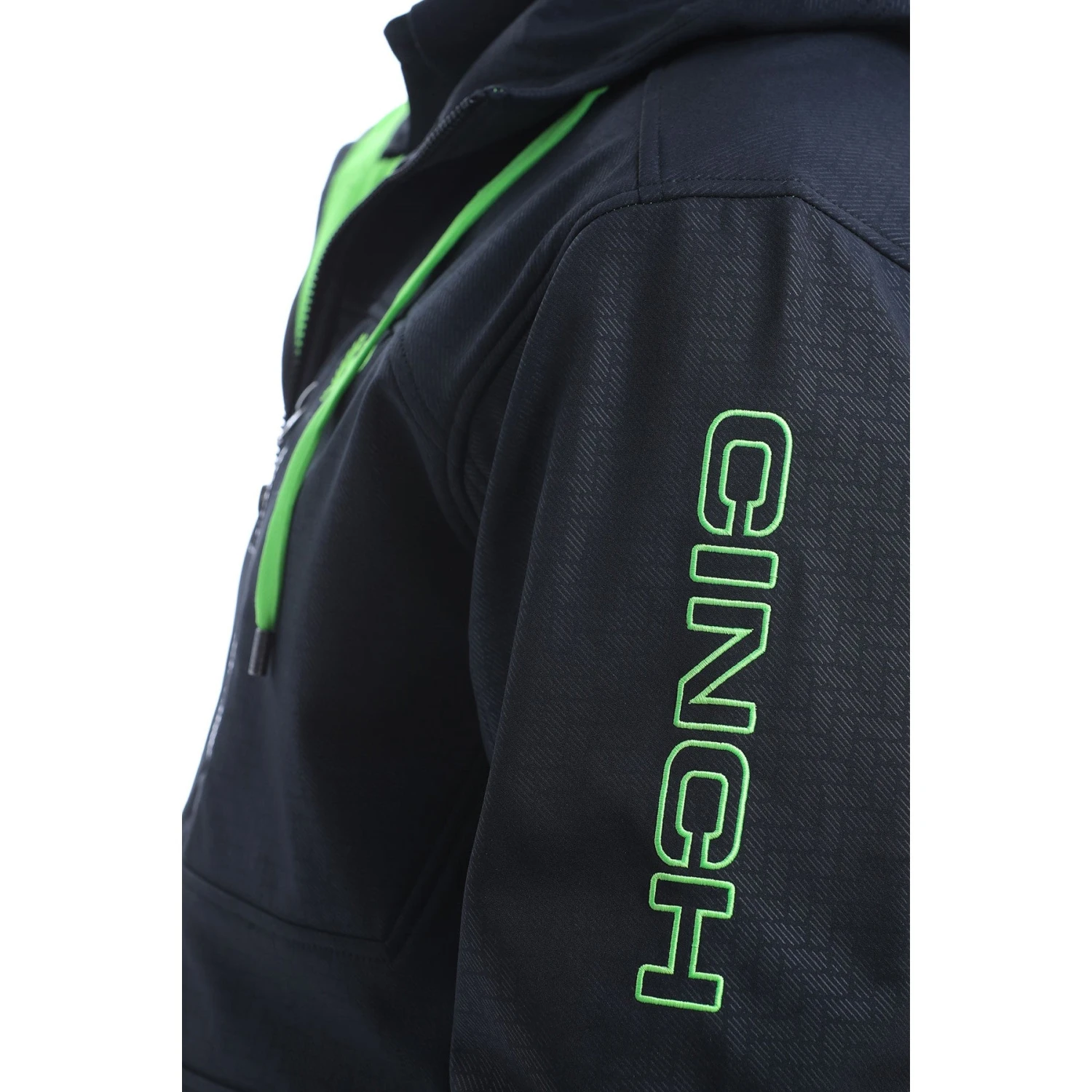 Cinch Men's Black Logo Softshell Hooded Bonded Jacket MWJ1524001 - Image 4