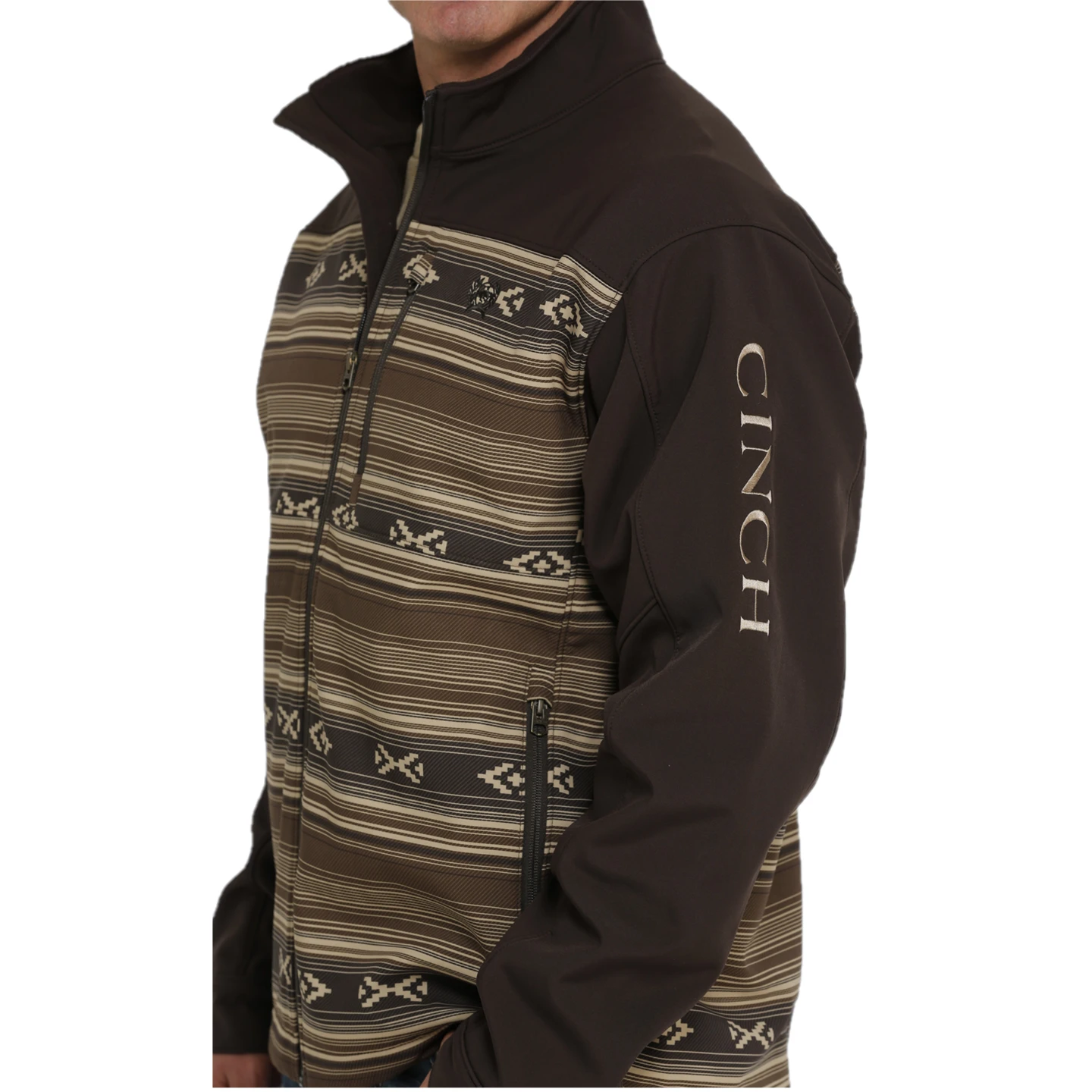 Cinch® Men's Aztec Printed Brown Bonded Softshell Jacket MWJ1583002 - Image 5