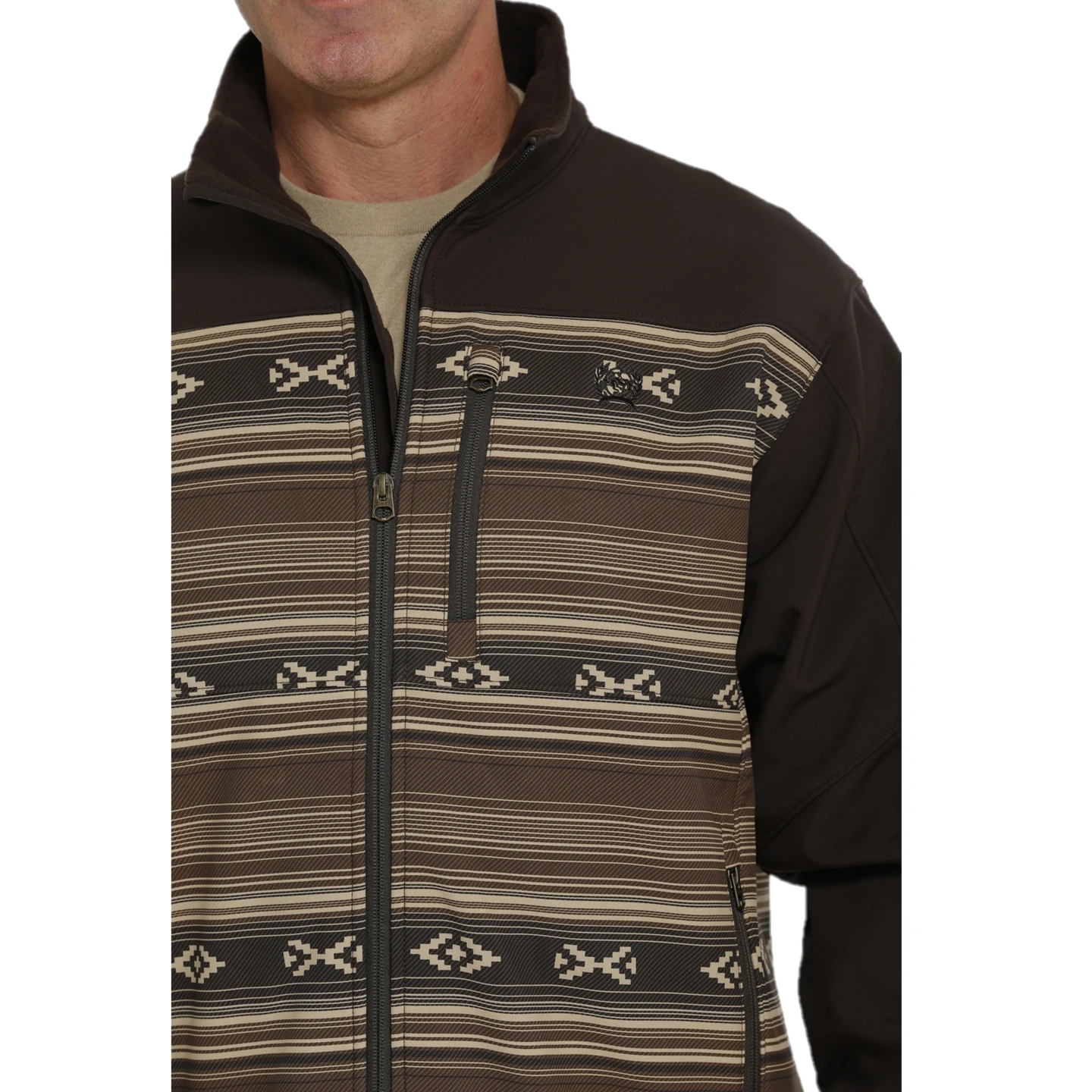 Cinch® Men's Aztec Printed Brown Bonded Softshell Jacket MWJ1583002 - Image 4