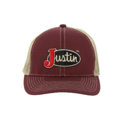 Justin® Men's Classic Logo Mesh Back Maroon Snapback Cap JCBC008-MRN