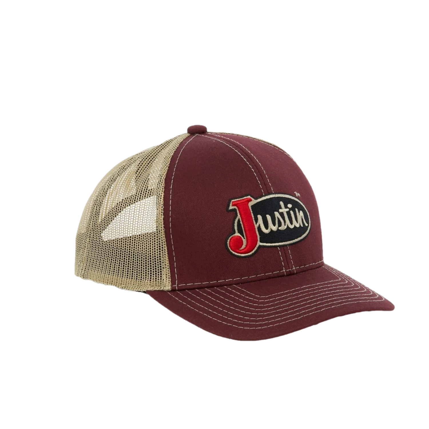 Justin® Men's Classic Logo Mesh Back Maroon Snapback Cap JCBC008-MRN - Image 2