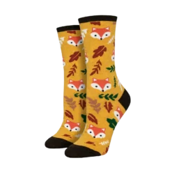 SockSmith Ladies Foxy Fall Yellow Crew Socks WNC2808-YEL