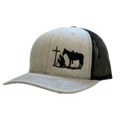 Dally Up Heather Grey And Black Cowboy Praying Snapback Cap DALLY-160