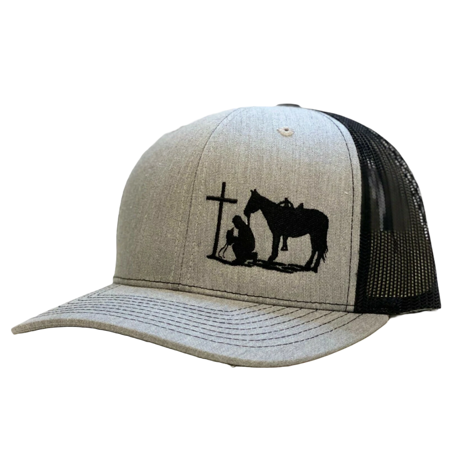 Dally Up Heather Grey And Black Cowboy Praying Snapback Cap DALLY-160