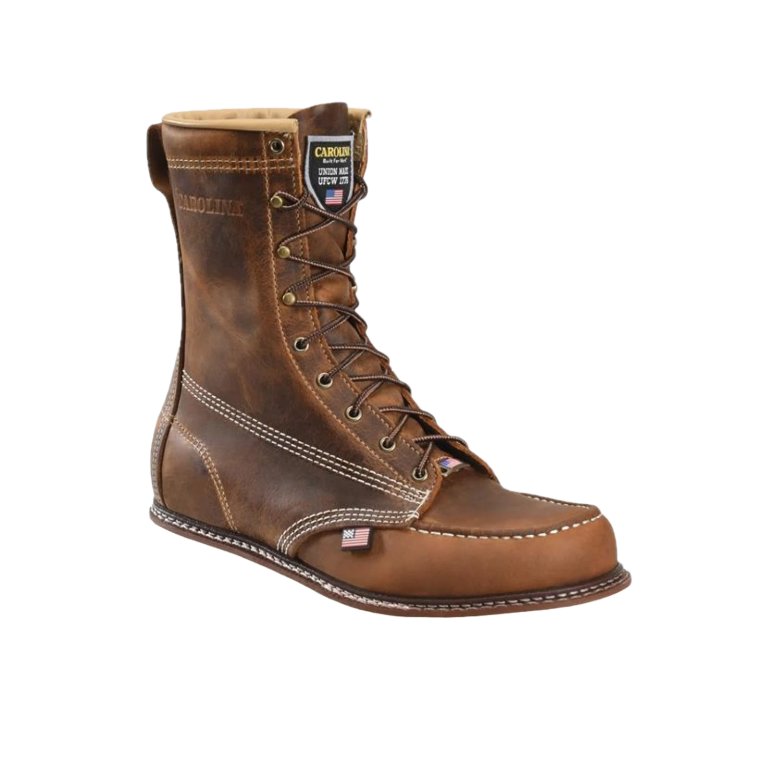 Carolina® Men's Dark Brown Domestic Moc Toe Wedge Work Boots CA8012