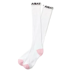 Ariat Ladies 3 Pack White & Pink Over The Calf Socks A2500405