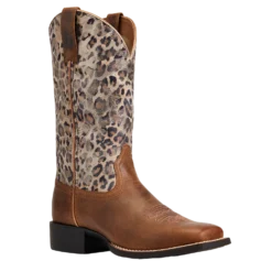 Ariat Ladies Round Up Pearl Brown & Leopard Wide Square 10040363
