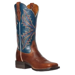 Ariat Ladies West Bound Russet Rebel & Navy Square Toe Boots 10035986