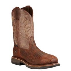 Ariat® Men's WorkHog Brown Croco Print Composite Toe Boots 10017416