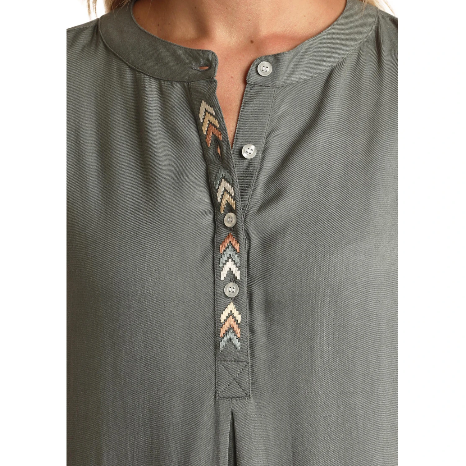 Panhandle Ladies Short Sleeve Popover Olive Dress WLWRD1RZIH - Image 2